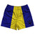 Barbados Country Flag Rugby Shorts - Blue & Gold & Black