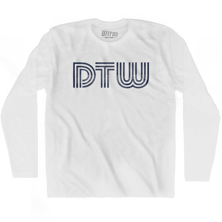 Detroit DTW Airport Adult Cotton Long Sleeve T-shirt - White