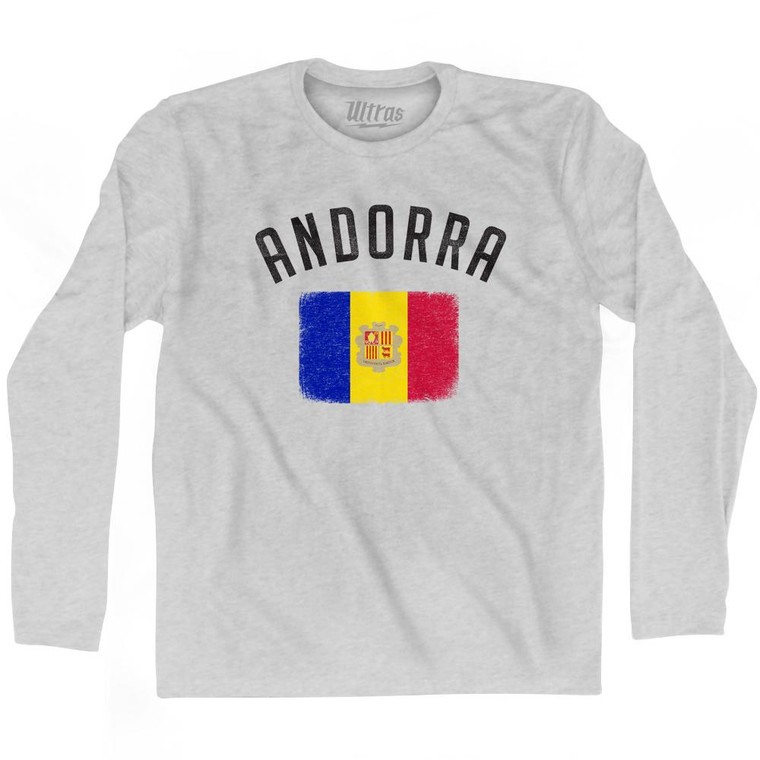 Andorra Country Flag Heritage Adult Cotton Long Sleeve T-Shirt by Ultras