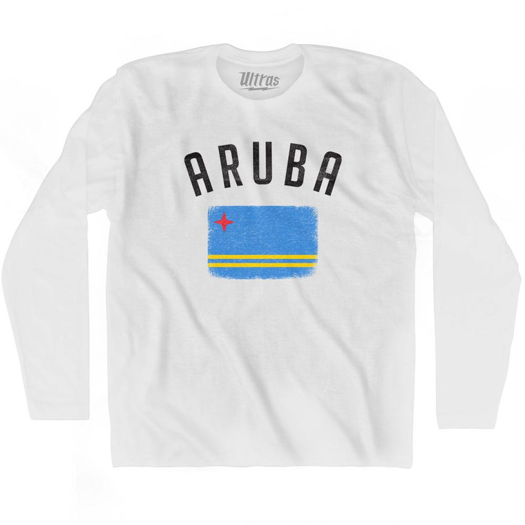 Aruba Country Flag Heritage Adult Cotton Long Sleeve T-Shirt by Ultras