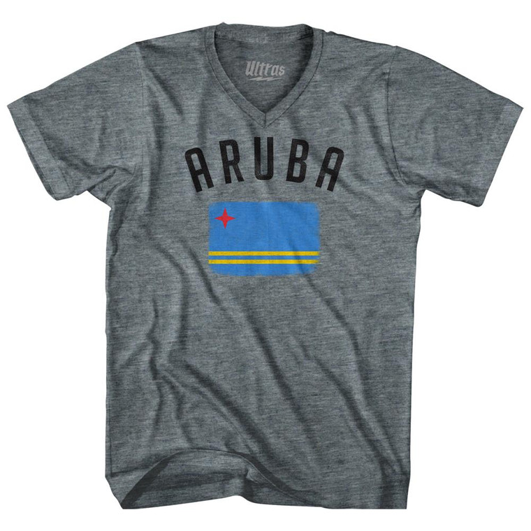 Aruba Country Flag Heritage Adult Tri-Blend V-Neck T-Shirt by Ultras
