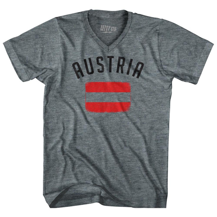 Austria Country Flag Heritage Tri-Blend V-Neck Womens Junior Cut T-Shirt by Ultras