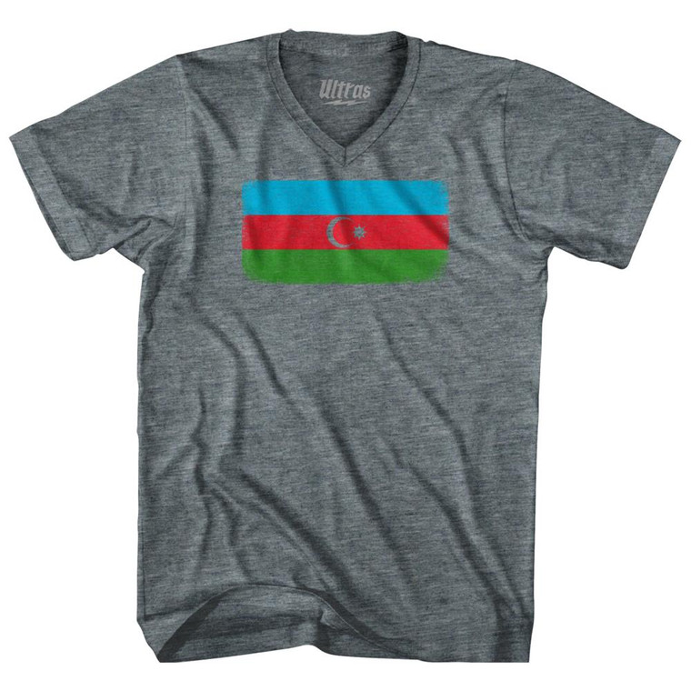 Azerbaijan Country Flag Adult Tri-Blend V-Neck T-Shirt by Ultras