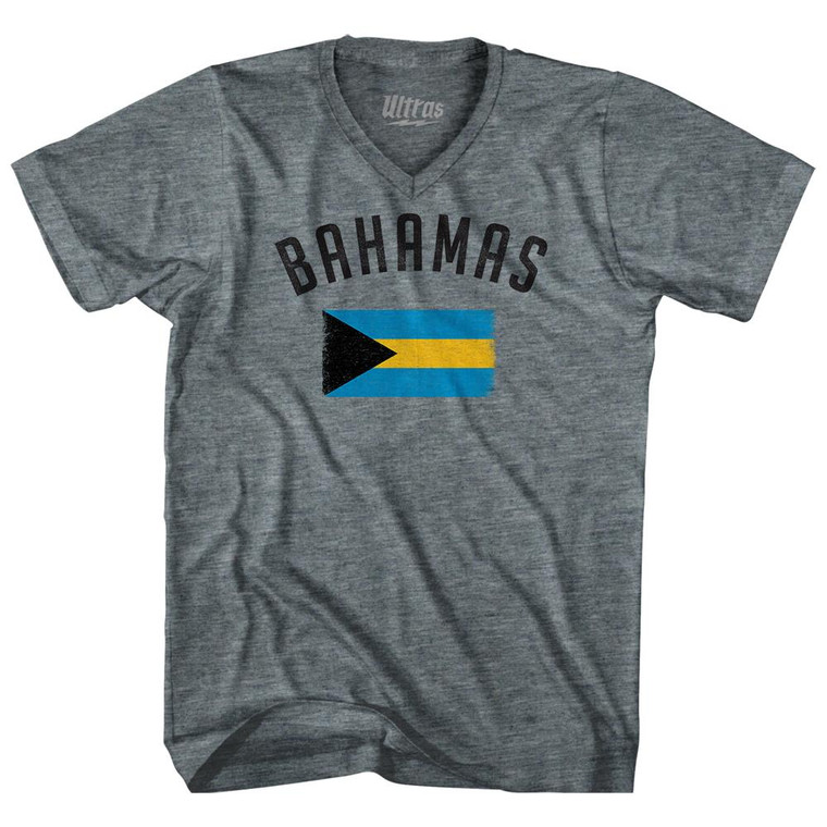 Bahamas Country Flag Heritage Adult Tri-Blend V-Neck T-Shirt by Ultras