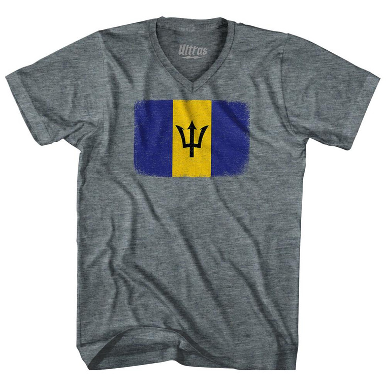 Barbados Country Flag Adult Tri-Blend V-Neck T-Shirt by Ultras