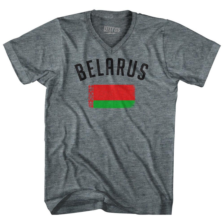 Belarus Country Flag Heritage Adult Tri-Blend V-Neck T-Shirt by Ultras