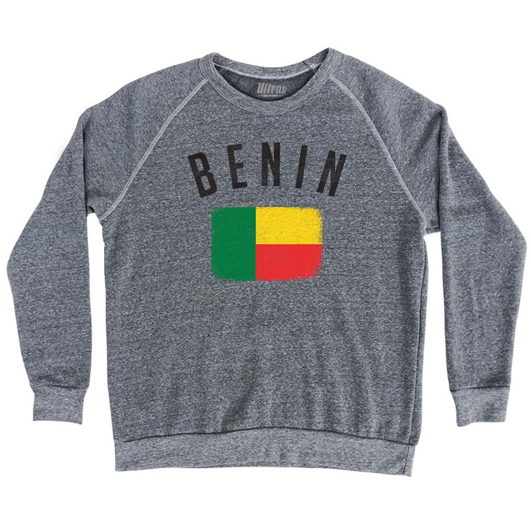 Benin Country Flag Adult Tri-Blend Sweatshirt - Athletic Grey