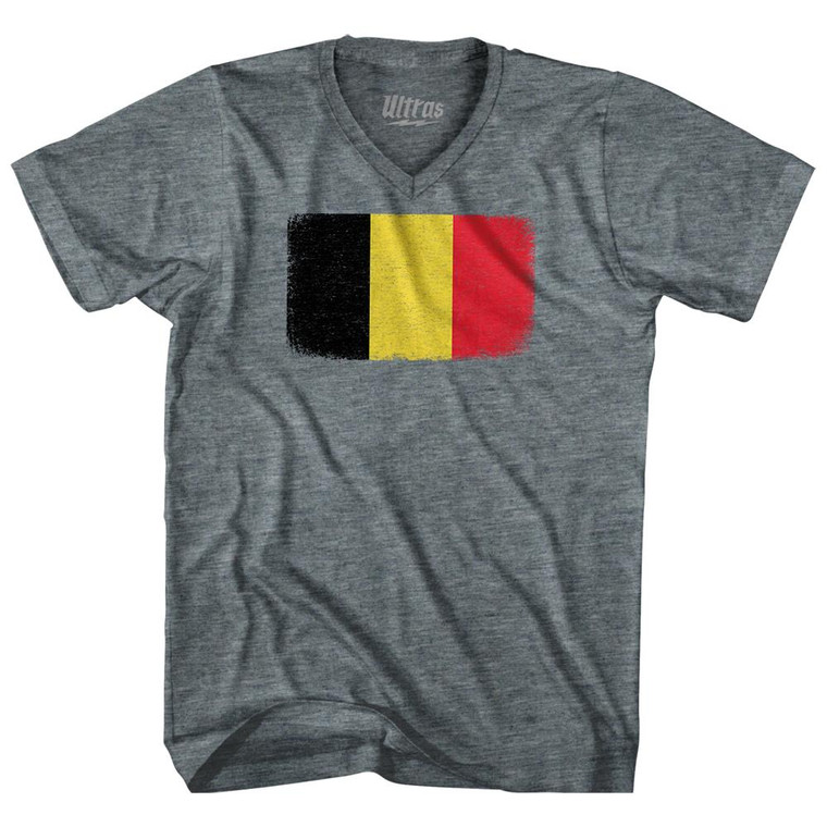 Belgium Country Flag Tri-Blend V-Neck Womens Junior Cut T-Shirt by Ultras