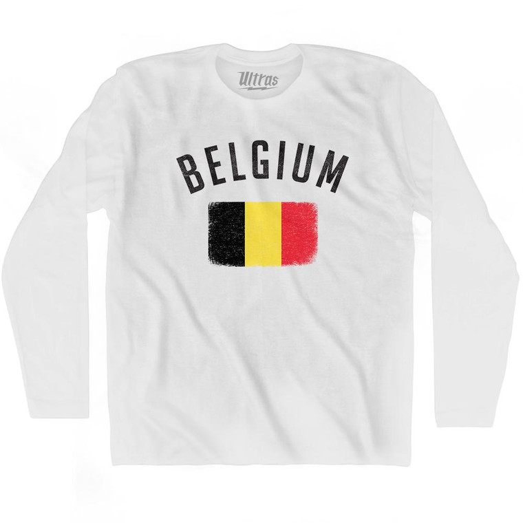 Belgium Country Flag Heritage Adult Cotton Long Sleeve T-Shirt by Ultras