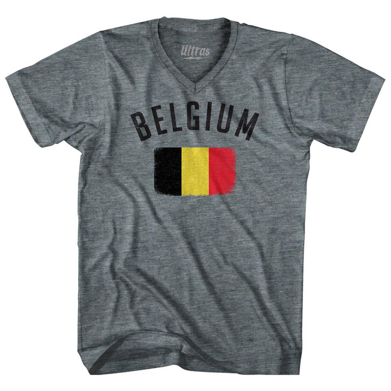 Belgium Country Flag Heritage Adult Tri-Blend V-Neck T-Shirt by Ultras