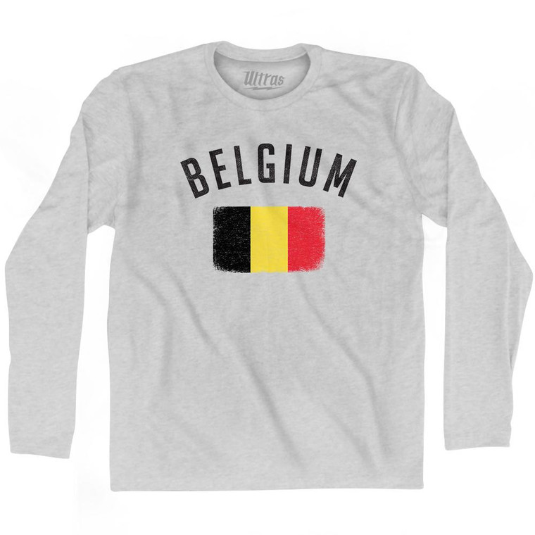 Belgium Country Flag Heritage Adult Cotton Long Sleeve T-Shirt by Ultras