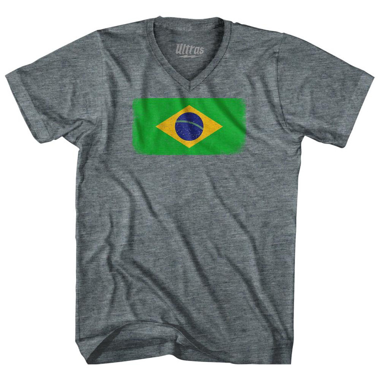 Brazil Country Flag Adult Tri-Blend V-Neck T-Shirt by Ultras