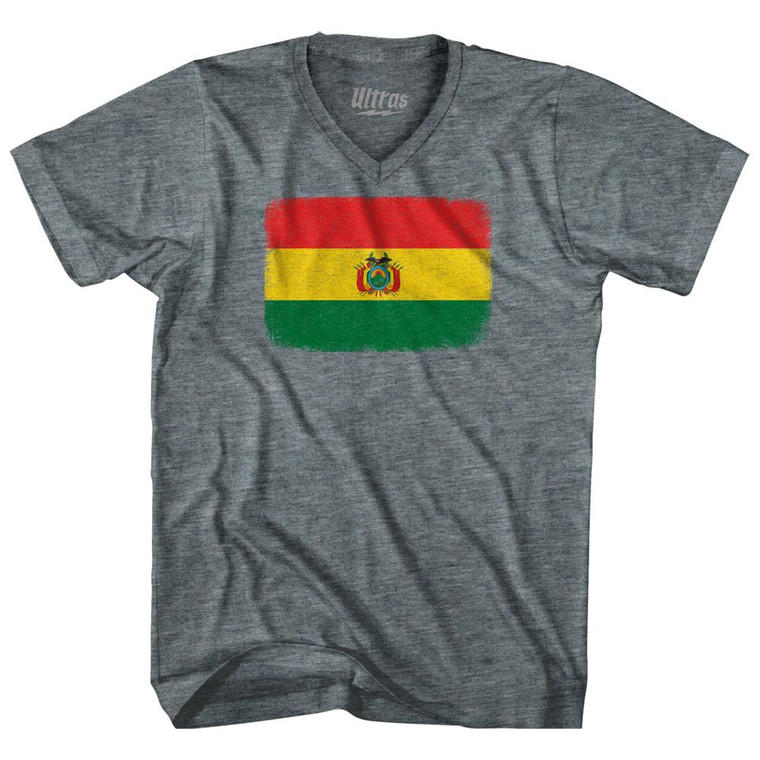 Bolivia Country Flag Adult Tri-Blend V-Neck T-Shirt by Ultras