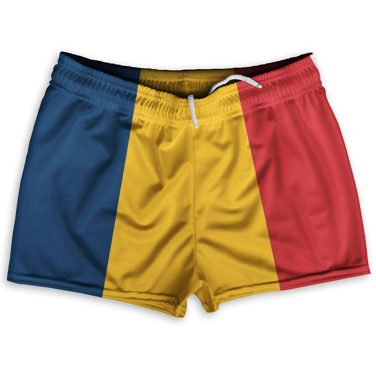 Chad County Flag Shorty Short Gym Shorts 2.5" Inseam Made In USA by Shorty Shorts