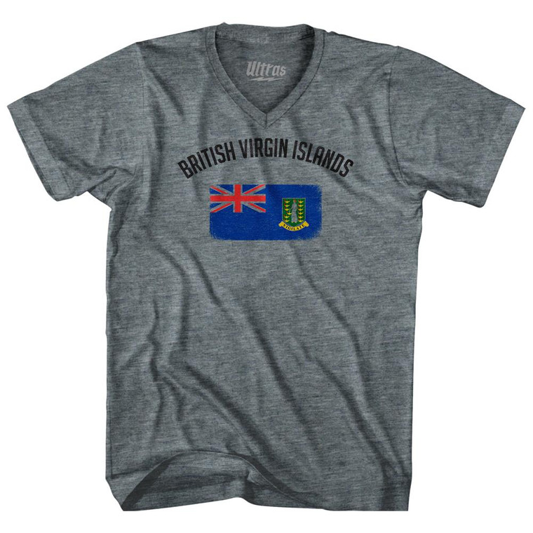 British Virgin Islands Country Flag Heritage Adult Tri-Blend V-Neck T-Shirt by Ultras
