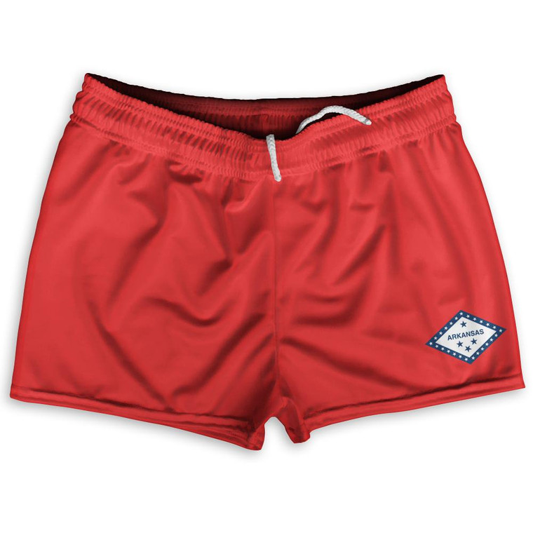 Arkansas US State Flag Shorty Short Gym Shorts 2.5" Inseam Made In USA by Shorty Shorts