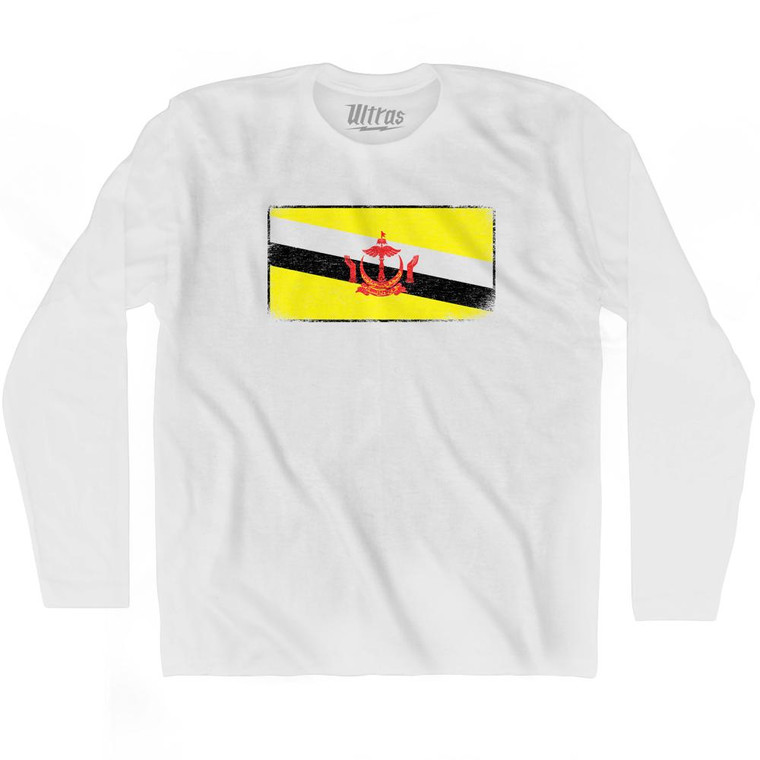 Brunei Country Flag Adult Cotton Long Sleeve T-Shirt by Ultras