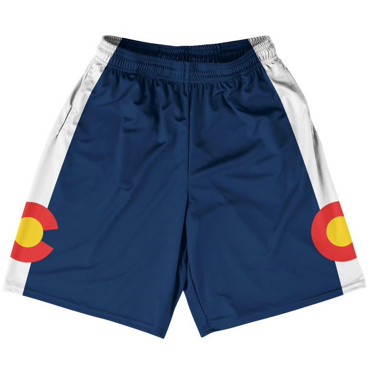 Colorado US State Flag Basketball Practice Shorts Made In USA by Basketball Shorts