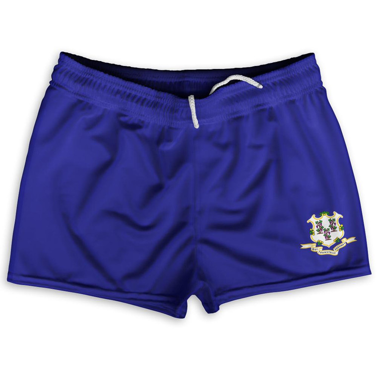 Connecticut US State Flag Shorty Short Gym Shorts 2.5" Inseam Made In USA by Shorty Shorts