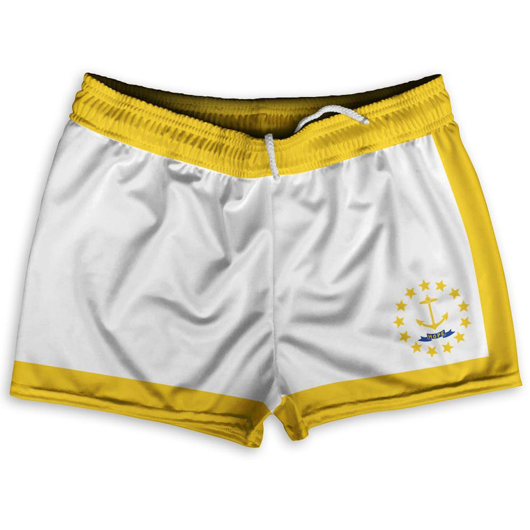 Rhode Island US State Flag Shorty Short Gym Shorts 2.5" Inseam Made In USA by Shorty Shorts