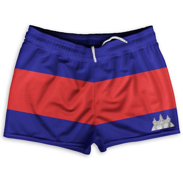 Cambodia County Flag Shorty Short Gym Shorts 2.5" Inseam Made In USA by Shorty Shorts