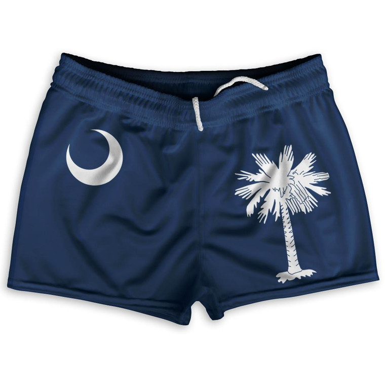 South Carolina US State Flag Shorty Short Gym Shorts 2.5" Inseam Made In USA by Shorty Shorts
