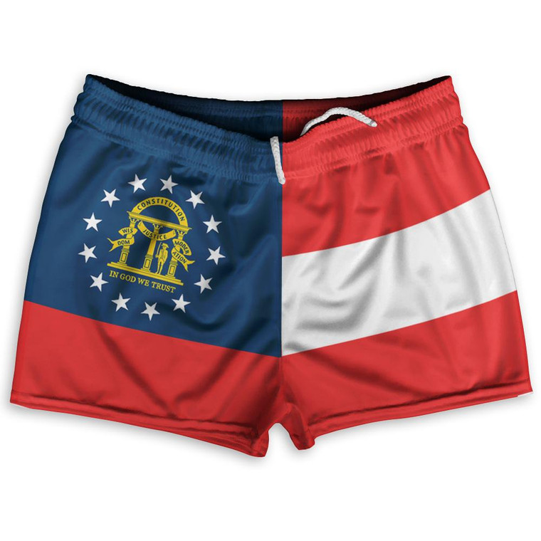 Georgia US State Flag Shorty Short Gym Shorts 2.5" Inseam Made In USA by Shorty Shorts