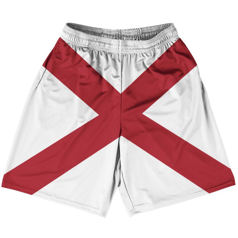 Alabama US State Flag Basketball Practice Shorts Made In USA by Basketball Shorts