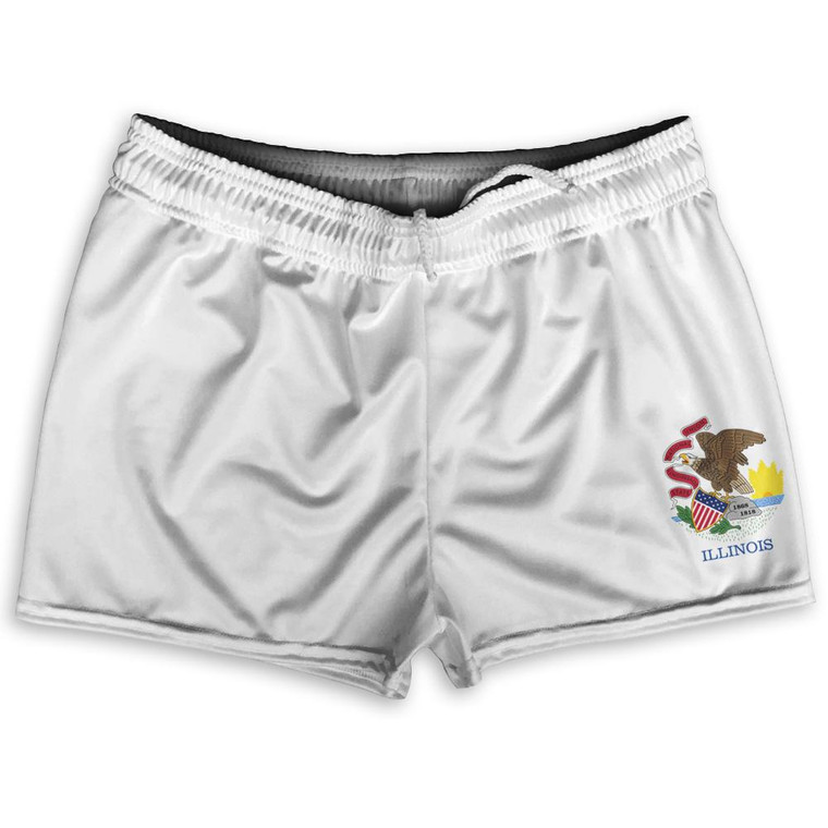 Illinois US State Flag Shorty Short Gym Shorts 2.5" Inseam Made In USA by Shorty Shorts