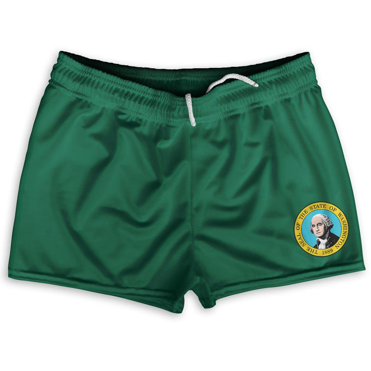 Washington US State Flag Shorty Short Gym Shorts 2.5" Inseam Made In USA by Shorty Shorts