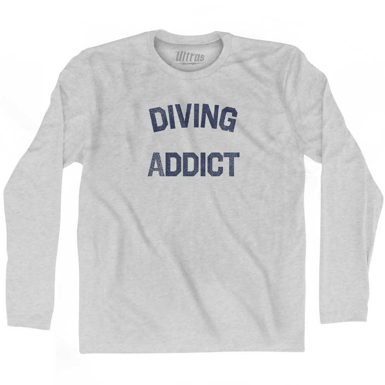 Diving Addict Adult Cotton Long Sleeve T-shirt - Grey Heather