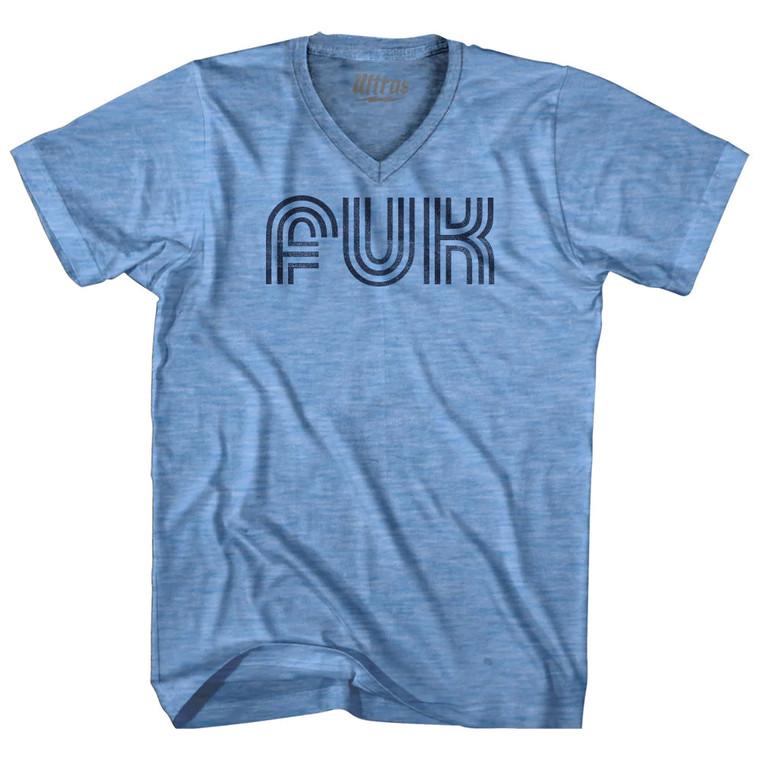 Fukuoka Airport FUK Adult Tri-Blend V-neck T-shirt - Athletic Blue