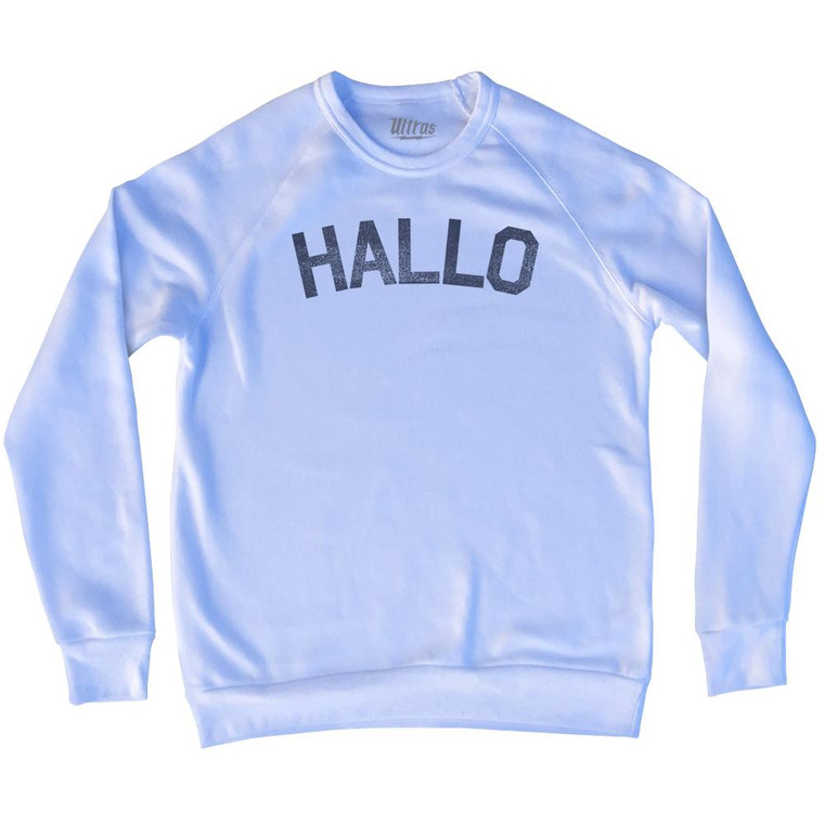 Hallo - Hello In Dutch Adult Tri-Blend Sweatshirt - White