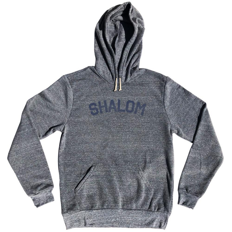 Shalom - Hello In Hebrew Tri-Blend Hoodie - Athletic Grey