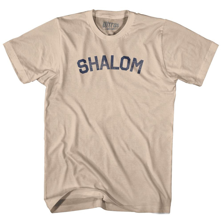 Shalom - Hello In Hebrew Adult Cotton T-shirt - Creme