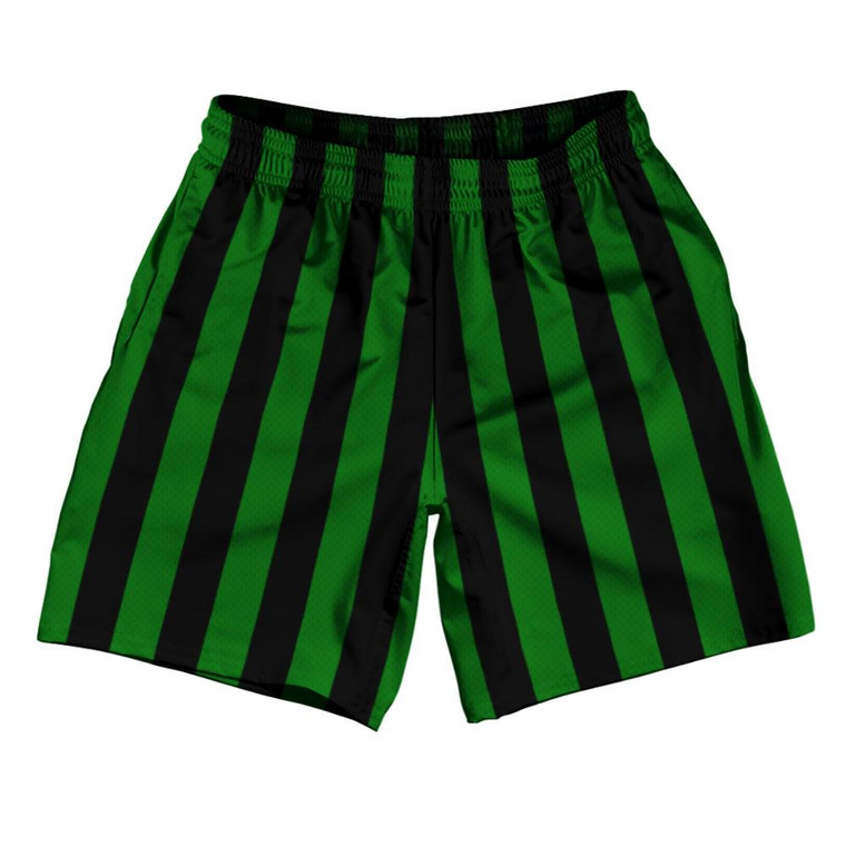 Kelly Green & Black Vertical Stripe Athletic Running Fitness Exercise Shorts 7" Inseam Shorts Made In USA by Ultras