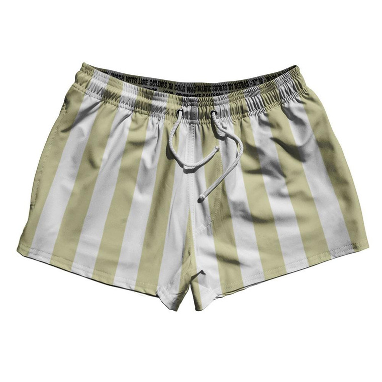 Vegas Gold & White Vertical Stripe 2.5" Swim Shorts Made in USA by Ultras