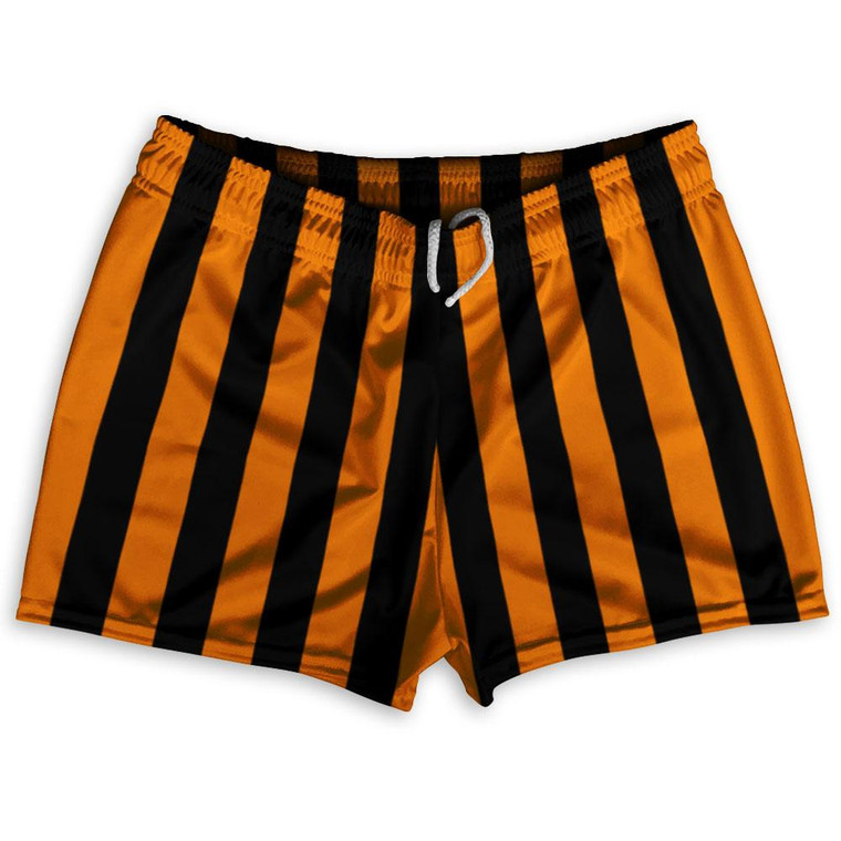 Tennessee Orange & Black Vertical Stripe Shorty Short Gym Shorts 2.5" Inseam Made In USA by Ultras
