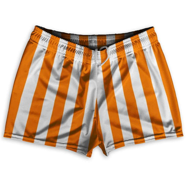 Tennessee Orange & White Vertical Stripe Shorty Short Gym Shorts 2.5" Inseam Made In USA by Ultras