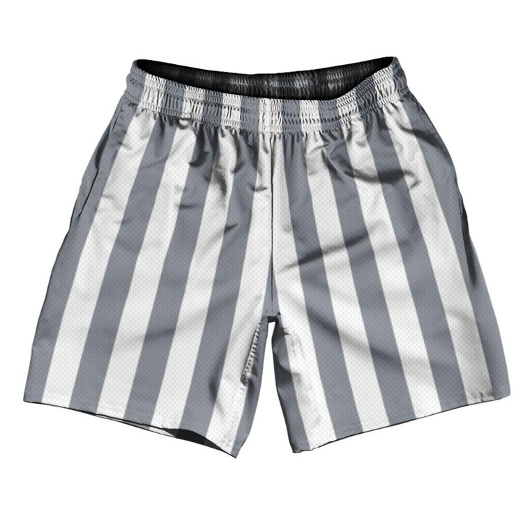 Dark Gray & White Vertical Stripe Athletic Running Fitness Exercise Shorts 7" Inseam Shorts Made In USA by Ultras