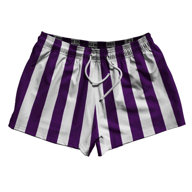 Medium Purple & White Vertical Stripe 2.5" Swim Shorts Made in USA by Ultras