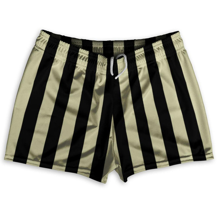 Vegas Gold & Black Vertical Stripe Shorty Short Gym Shorts 2.5" Inseam Made In USA by Ultras
