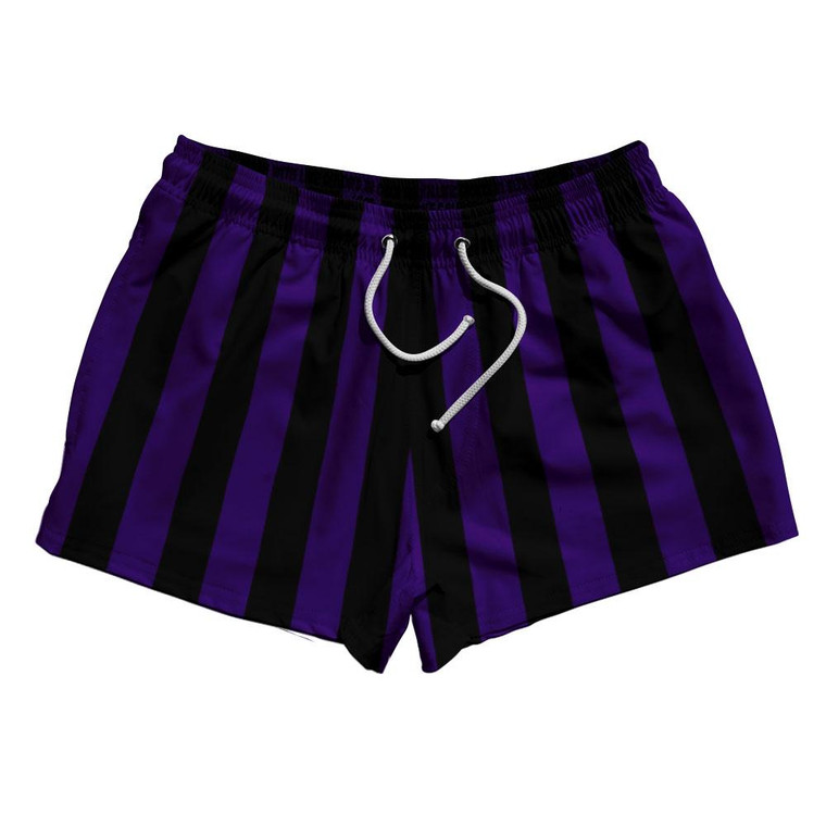 Purple Violet Laker & Black Vertical Stripe 2.5" Swim Shorts Made in USA by Ultras