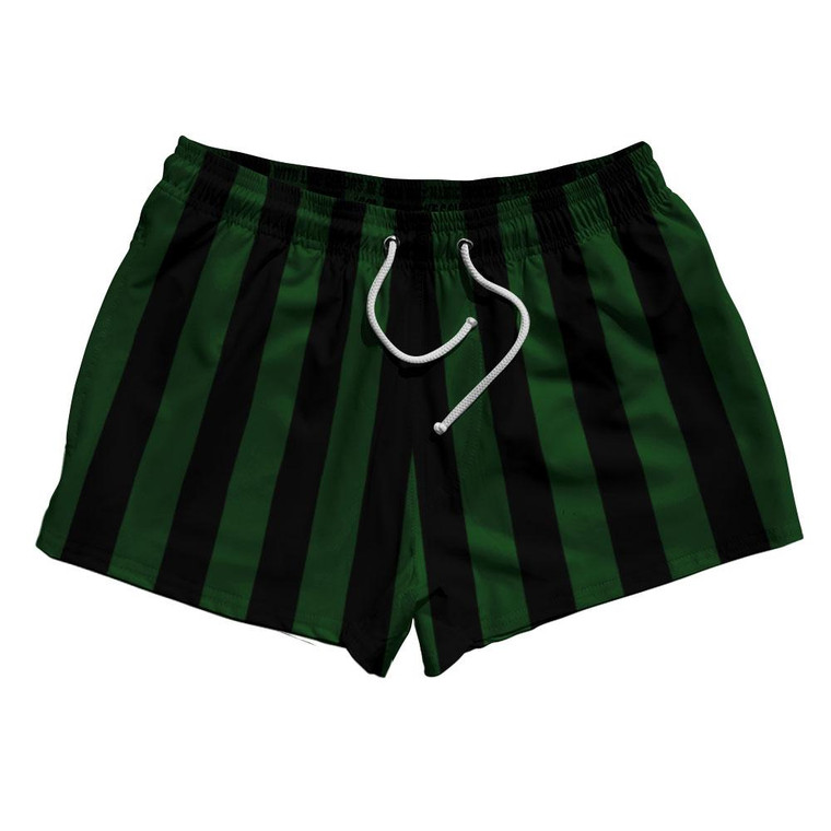 Hunter Green & Black Vertical Stripe 2.5" Swim Shorts Made in USA by Ultras