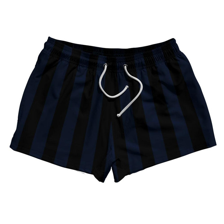 Navy Blue & Black Vertical Stripe 2.5" Swim Shorts Made in USA by Ultras