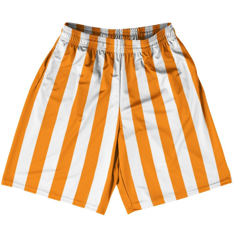 Tennessee Orange & White Vertical Stripe Basketball Practice Shorts Made In USA by Ultras Basketball