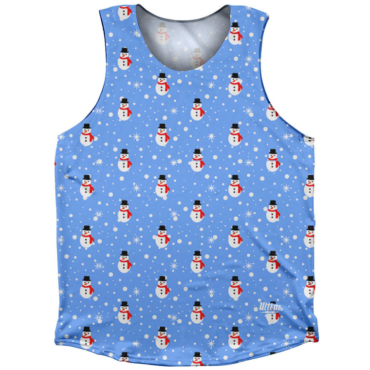 Snowman Christmas Athletic Tank Top - Blue