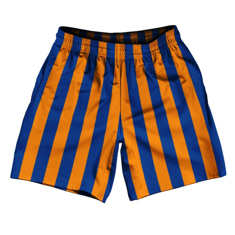 Royal Blue & Tennessee Orange Vertical Stripe Athletic Running Fitness Exercise Shorts 7" Inseam Shorts Made In USA by Ultras