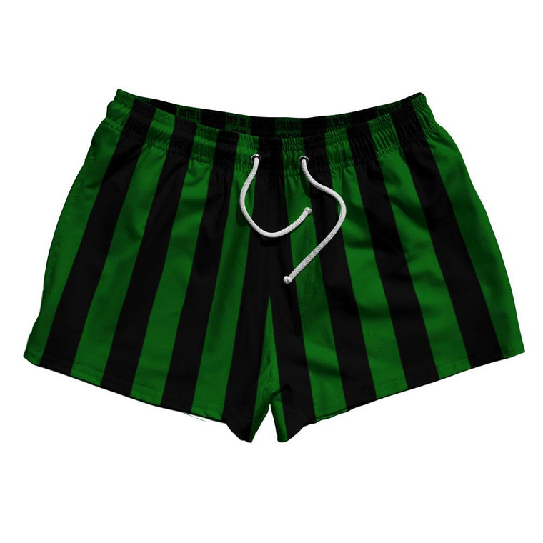 Kelly Green & Black Vertical Stripe 2.5" Swim Shorts Made in USA by Ultras