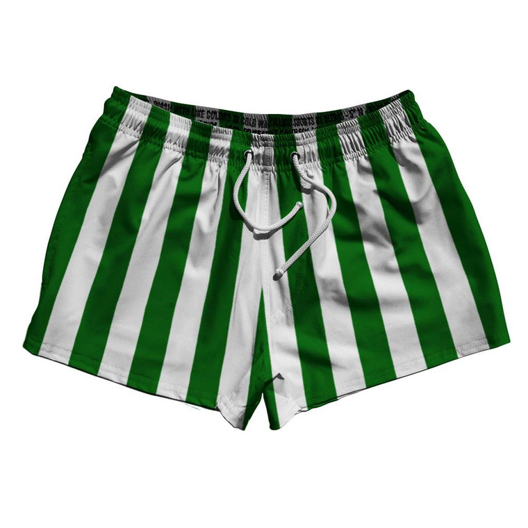 Kelly Green & White Vertical Stripe 2.5" Swim Shorts Made in USA by Ultras